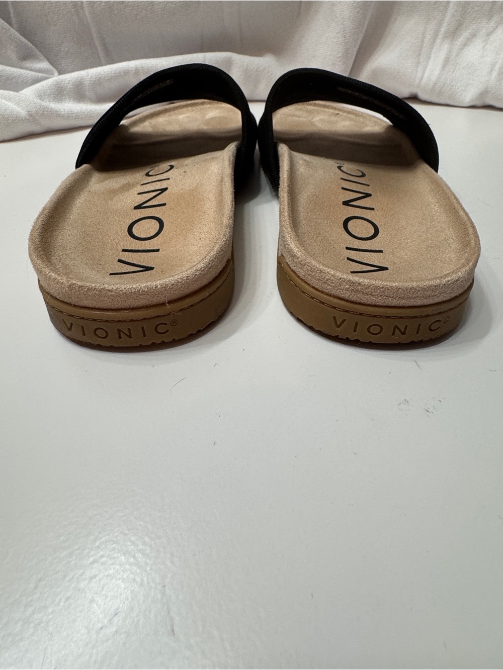 Vionic Black Ribbed Strap Slide Sandals - Picture 3 of 5